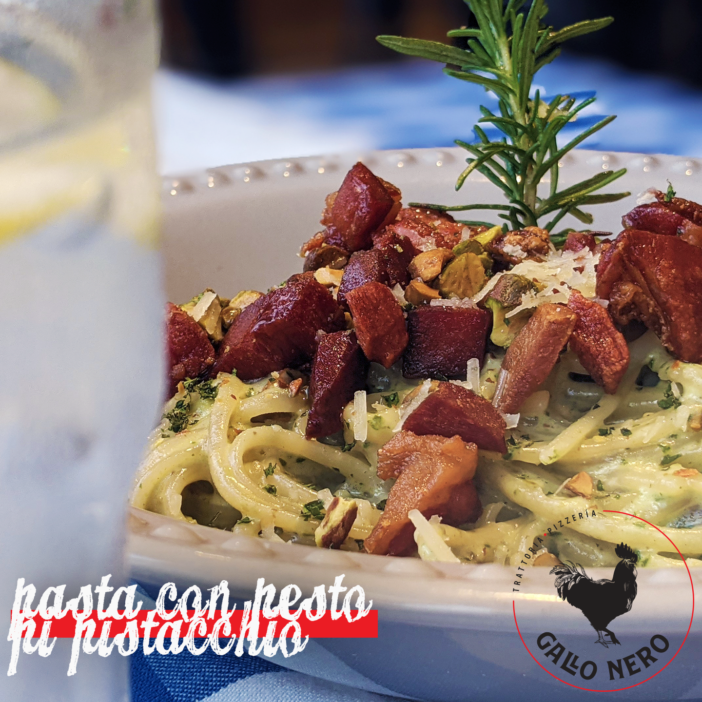Pasta con pesto di pistacchio — Il Gallo Nero